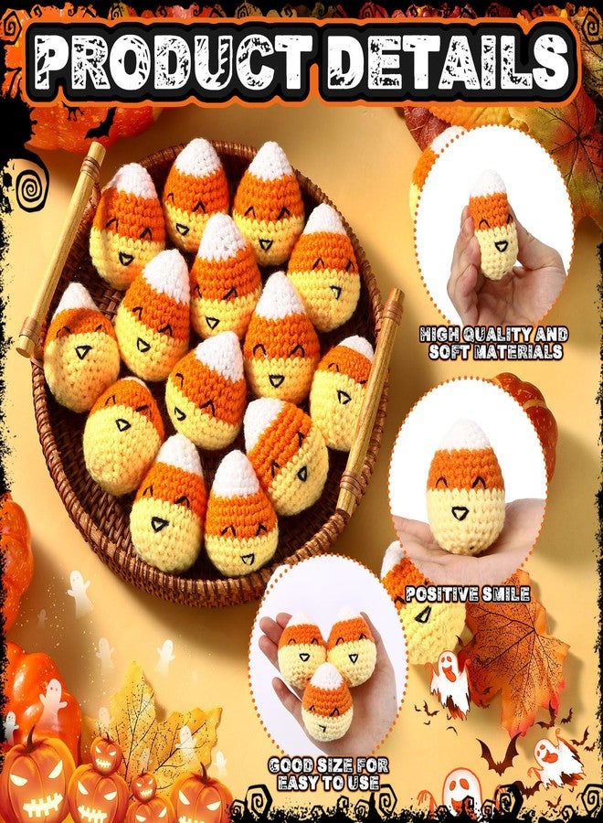 Silipull 6 Pcs Candy Corn Plush Fall Party Decoration Handmade Knitted Crochet Corn Thanksgiving Gifts for Guests Treat Supplies Goodie Bag Fillers Thanksgiving Gift for Teacher Women Coworker - Image 3